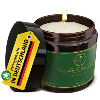 Handgegossene CBD Duftkerze - Vanille x Zitrone