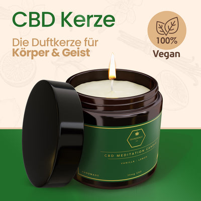Handgegossene CBD Duftkerze - Vanille x Zitrone